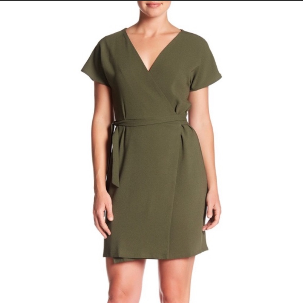 Bobeau Cap Sleeve Crepe Wrap Dress XS